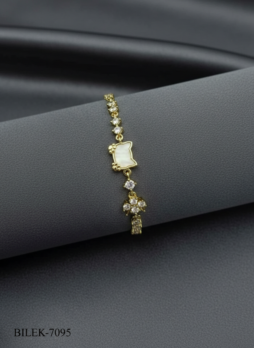 14k Beyaz Kedi Gold zincir Bileklik