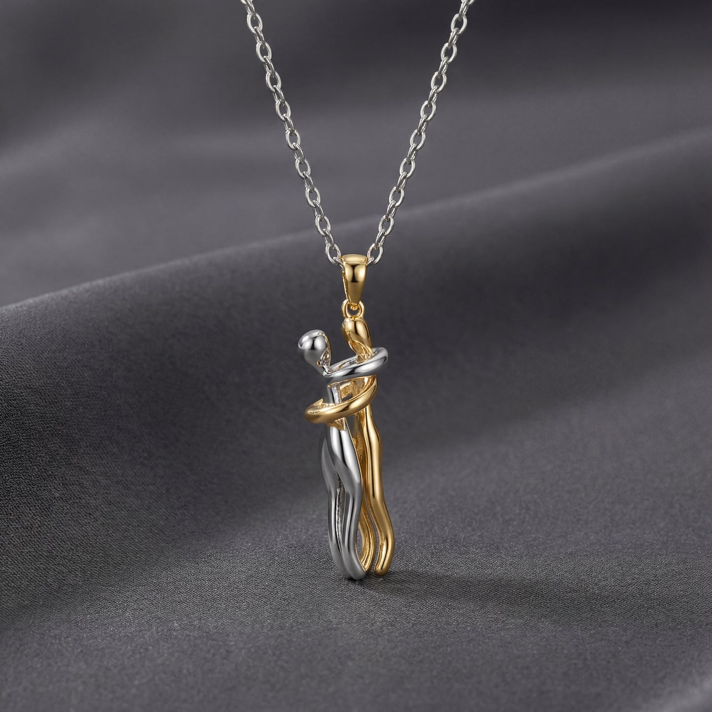 Gold Silver Aşk Çift 45 cm kolye